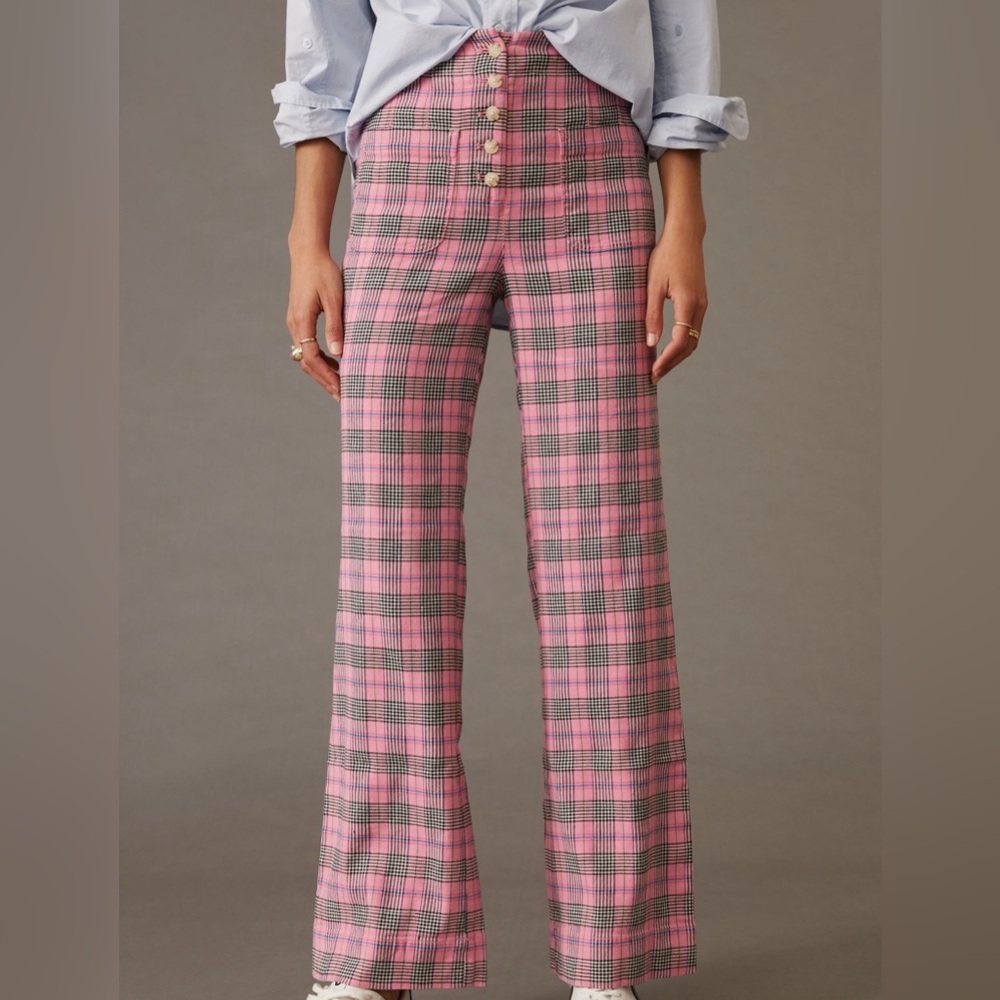 Maeve wide leg plaid pants